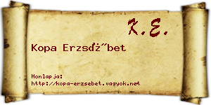 Kopa Erzsébet névjegykártya